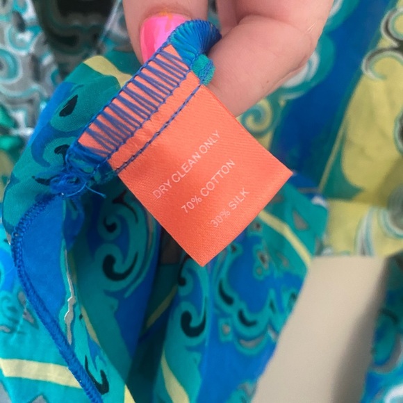 Hale Bob Cabana Silk Blend Coverup Tunic Size XS Beaded Embellished Blue EUC - Picture 8 of 8